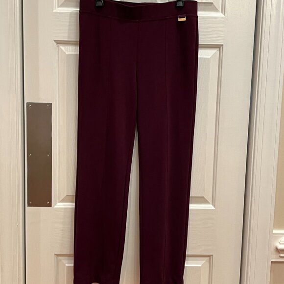 Calvin Klein Plum Burgundy Pull-On Knit Stretch Dress Pants Women's Size Medium - Picture 1 of 9